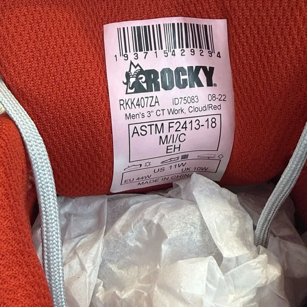 Rocky Skate Casual Leather Nano Composite toe shoes NEW Men's 3" CT Work 11W Red - Picture 4 of 12